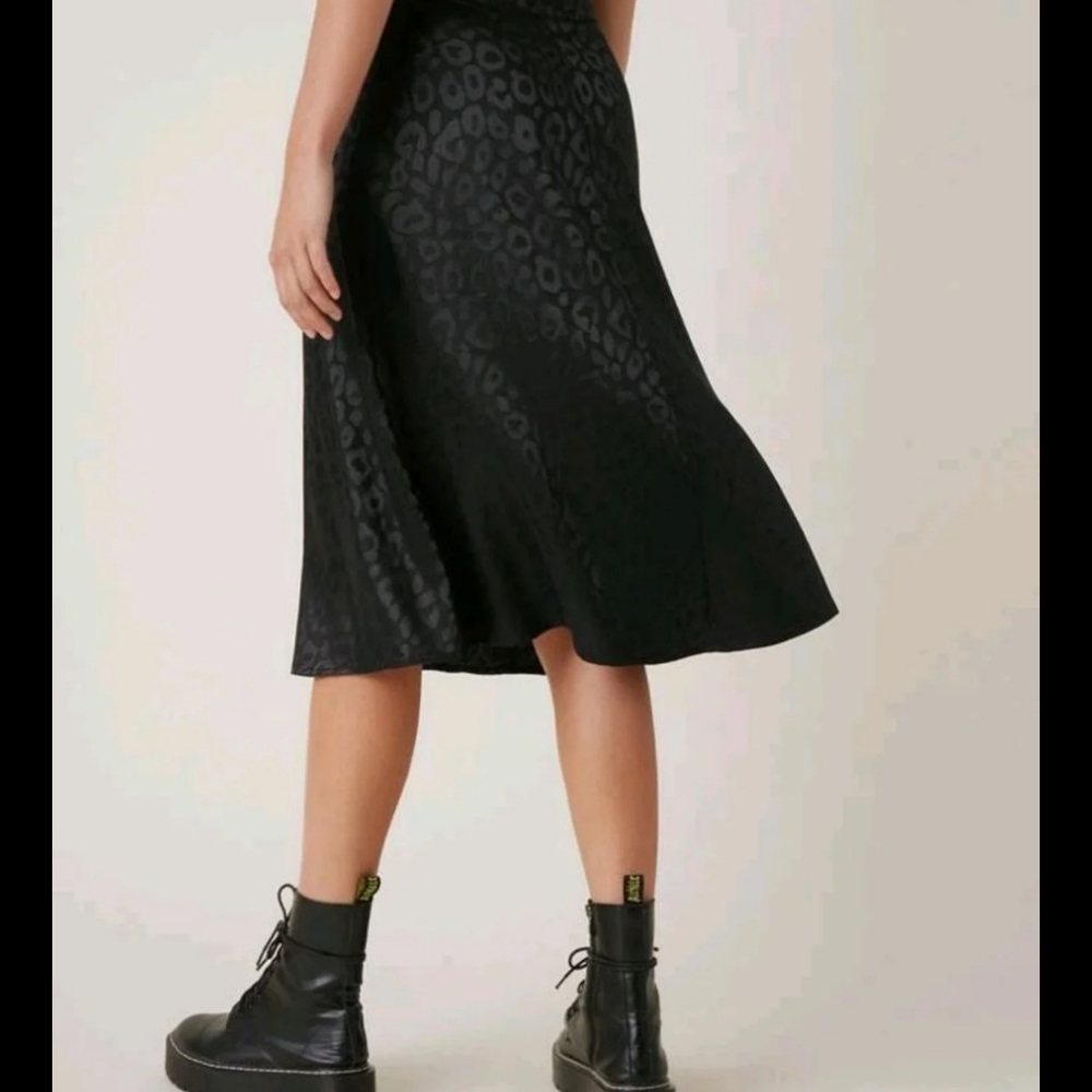 Black Animal Print Satin Skirt